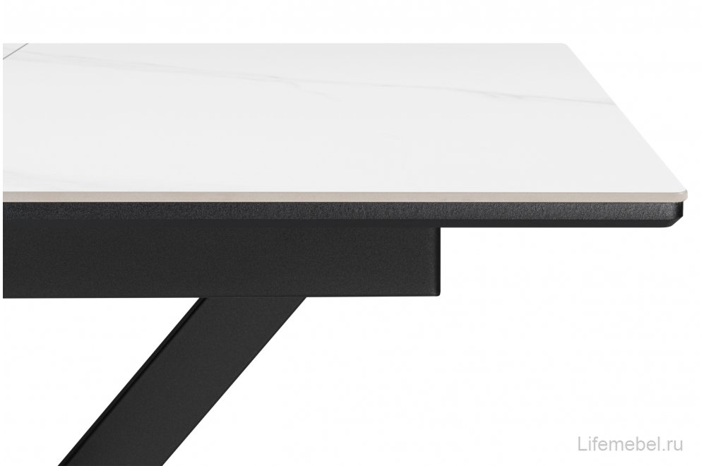 Керамический стол Гардинг 100(130)x70 белый мрамор / черный