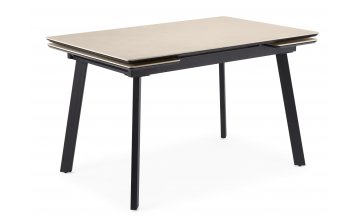 Керамический стол Норман 140(200)х80х75 белый мрамор alpin white / черный