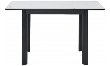 Керамический стол Тет-а-тет 90 белый мрамор керамика / черный каркас