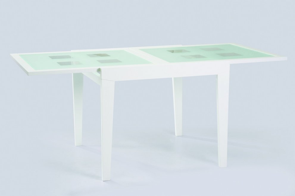 Стол Benson 90 белый тонированное стекло с прозрачными квадратами
