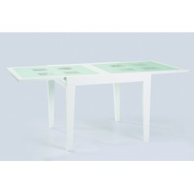 Стол Benson 90 белый светлое матовое стекло с прозрачными квадратами