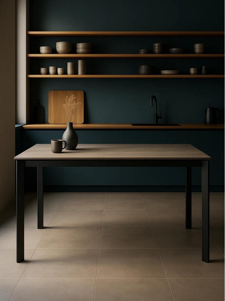 Керамический стол Cremona 140 KL-61 итальянская керамика под дерево / черный 