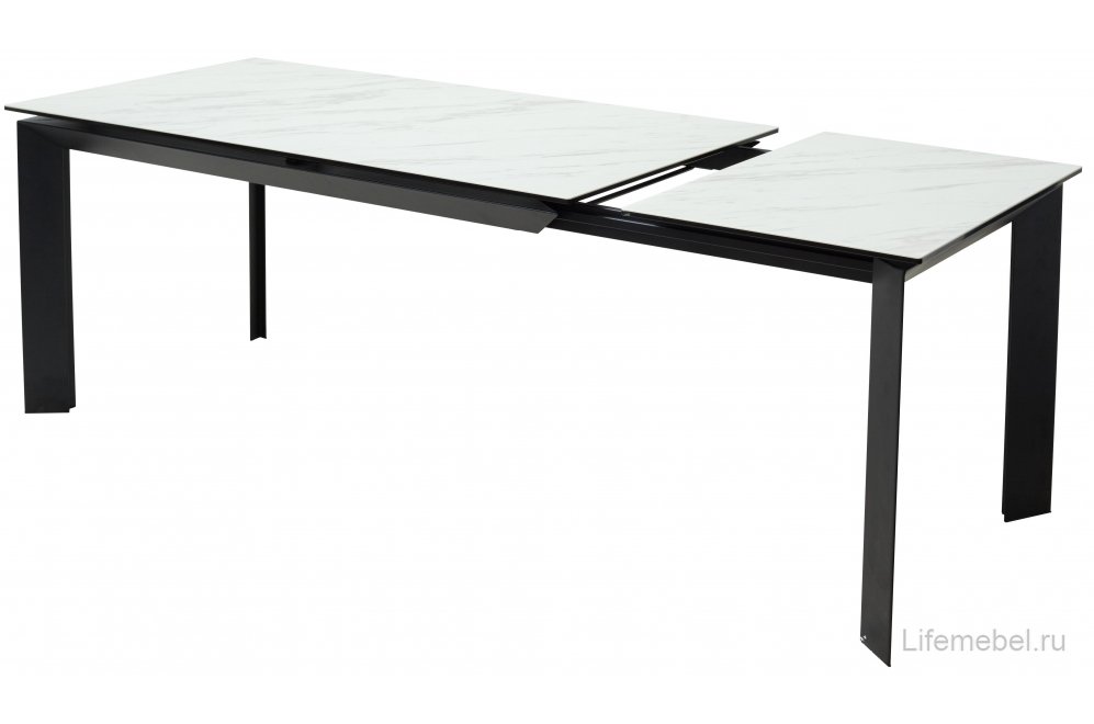 Керамический стол Cremona 140 KL-99 белый мрамор матовый / итальянская керамика / черный