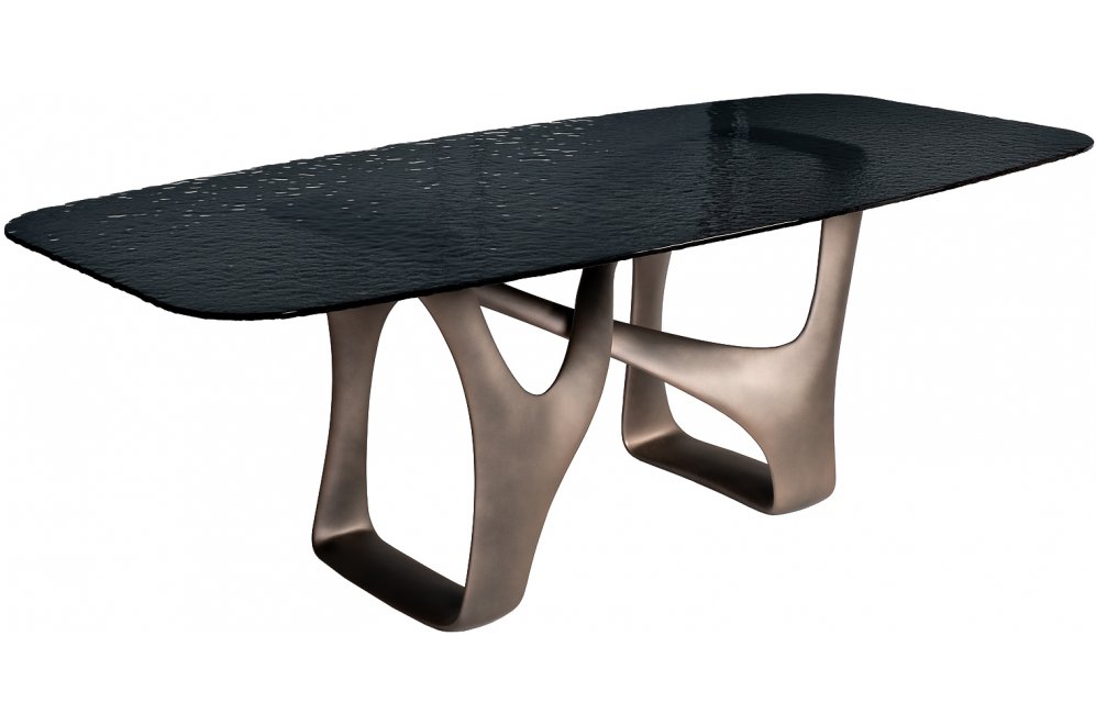 Деревянный стол Фьюжн черный / бронза