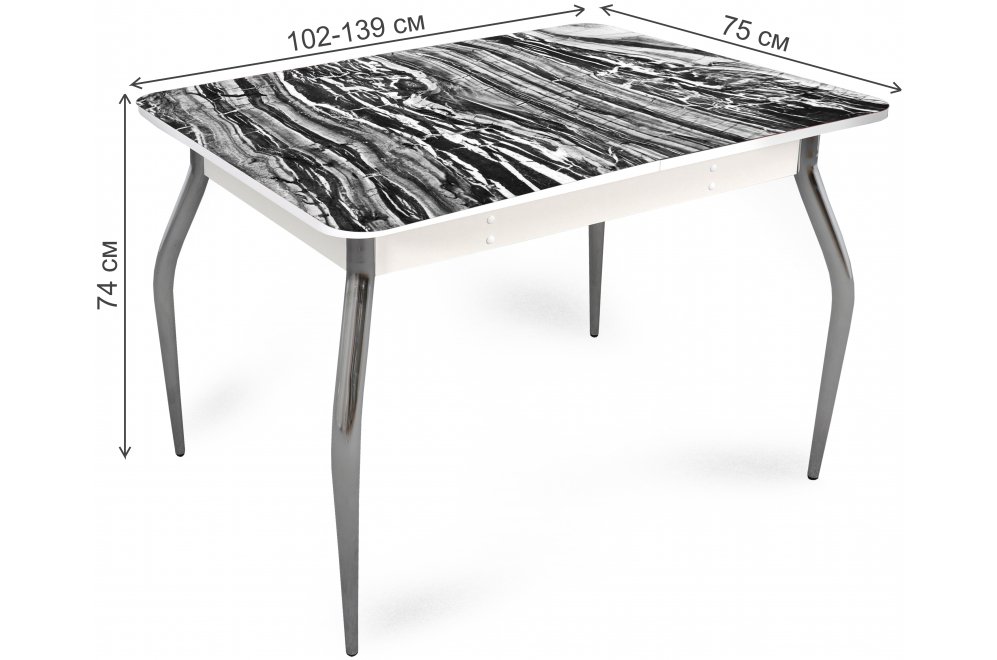 Стеклянный стол Абстракция обеденный раздвижной