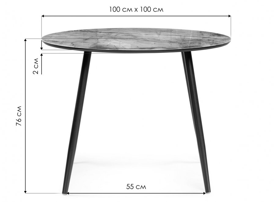 Стеклянный стол Анселм леонардо / черный