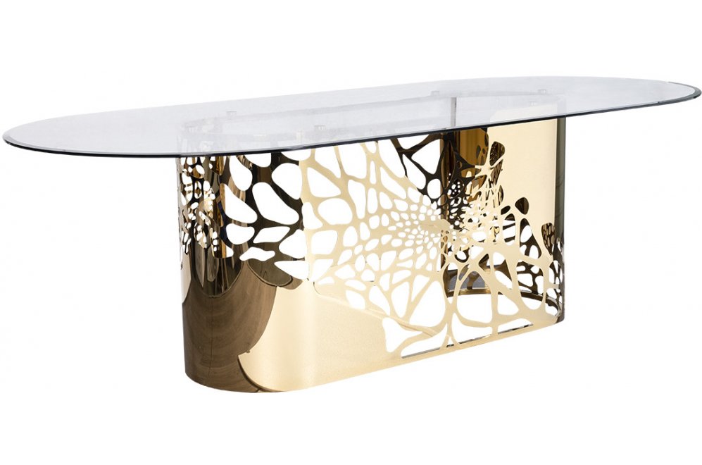 Стеклянный стол Асл прозрачный / золото