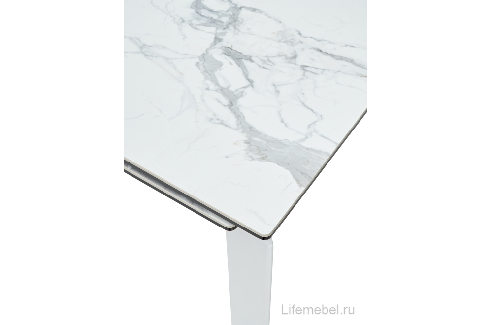 Стеклянный стол Corner 120 matte statuario белый мрамор матовый / белый