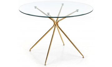 Стеклянный стол Rondo прозрачный / золотой