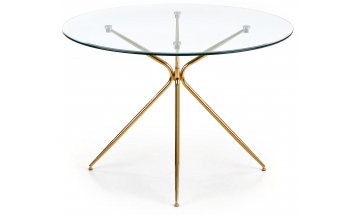 Стеклянный стол Rondo прозрачный / золотой