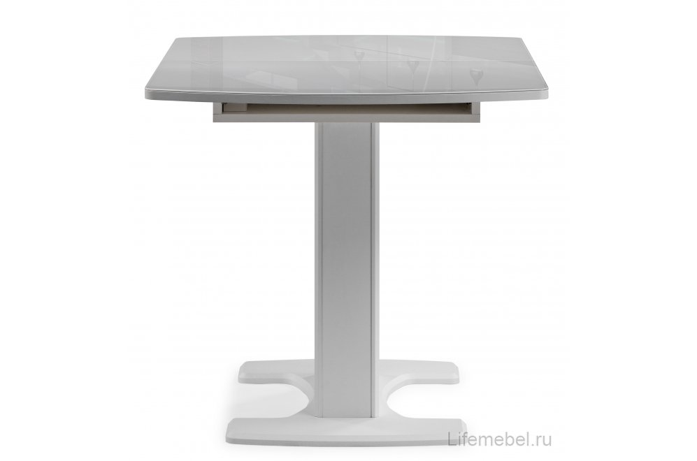 Стол на тумбе Палмер 120(160)х80х75 белое стекло / белый