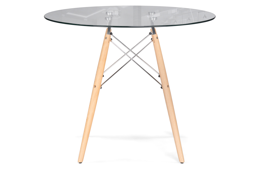 Стеклянный стол PT-151 80х80х76 clear glass / wood