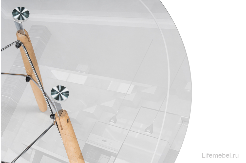 Стеклянный стол PT-151 80х80х76 clear glass / wood