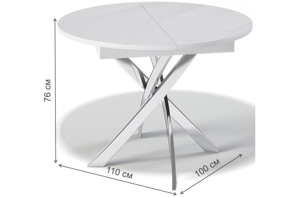 Стеклянный стол R1100 белый / белый глянец