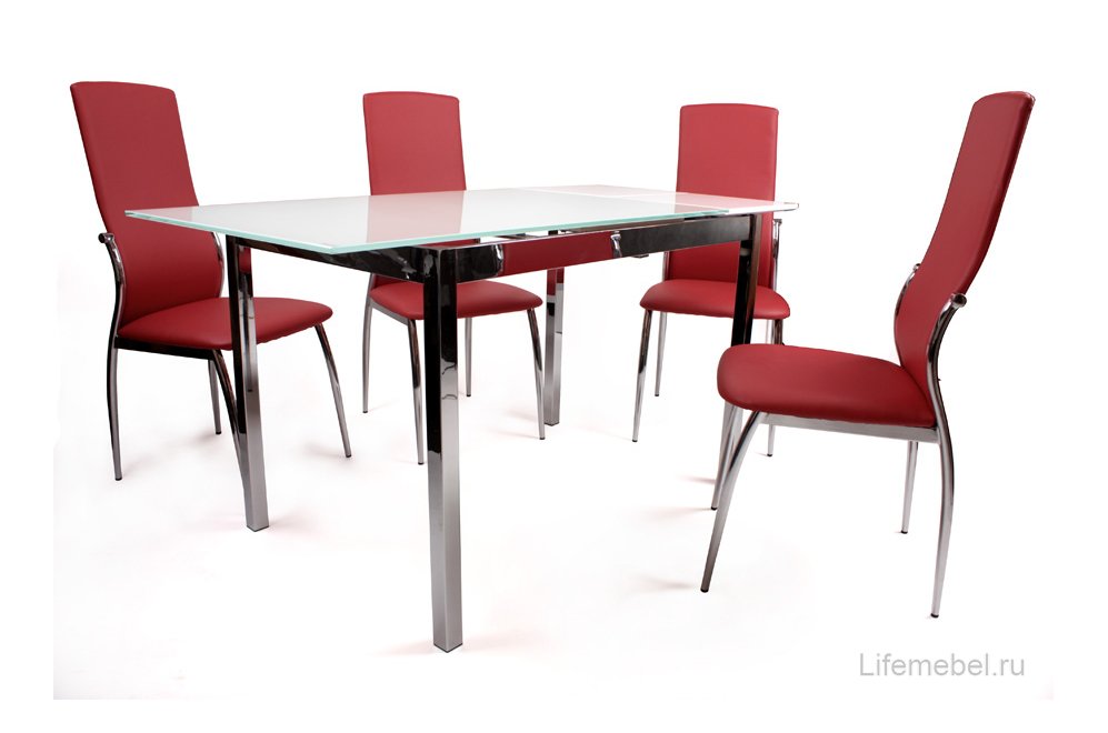 стол 1114 с красными стульями 1340