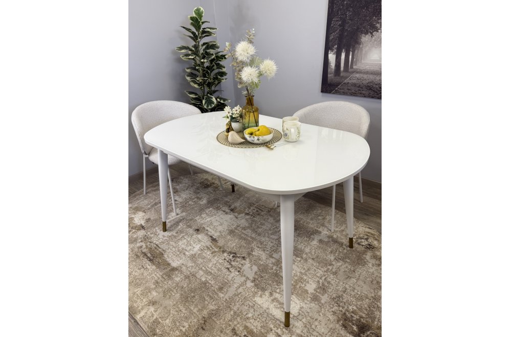 Стол 1300K белый / стекло белое глянец