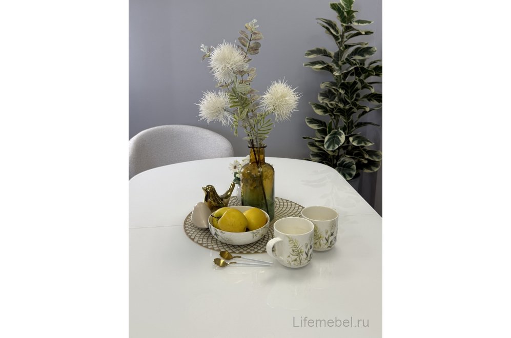 Стол 1300K белый / стекло белое глянец