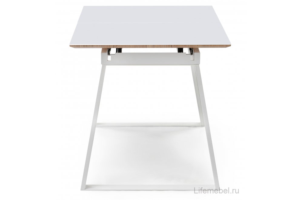 Стеклянный стол Авлида белый / дуб монтана