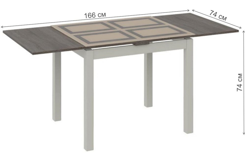 Стол обеденный раздвижной Мельбурн СМ (Б)-100.05.12(1) слоновая кость / бежевый глянец