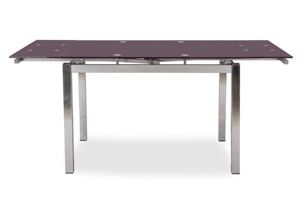 Стол стеклянный S17 раскладной purple / хром (без цветка)