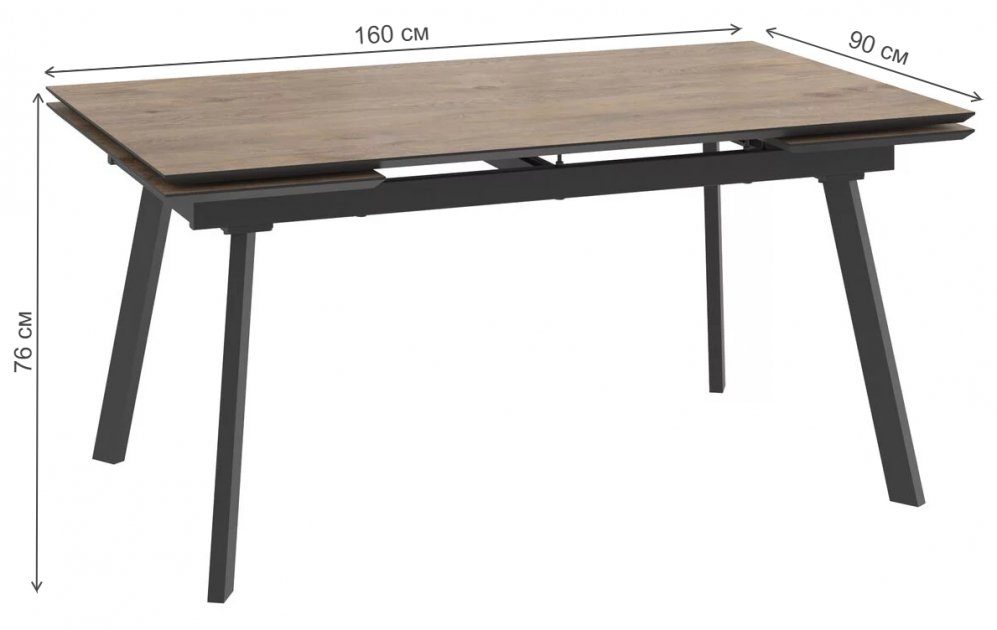 Стол DikLine ALT160 керамопласт дуб винтажный / черный