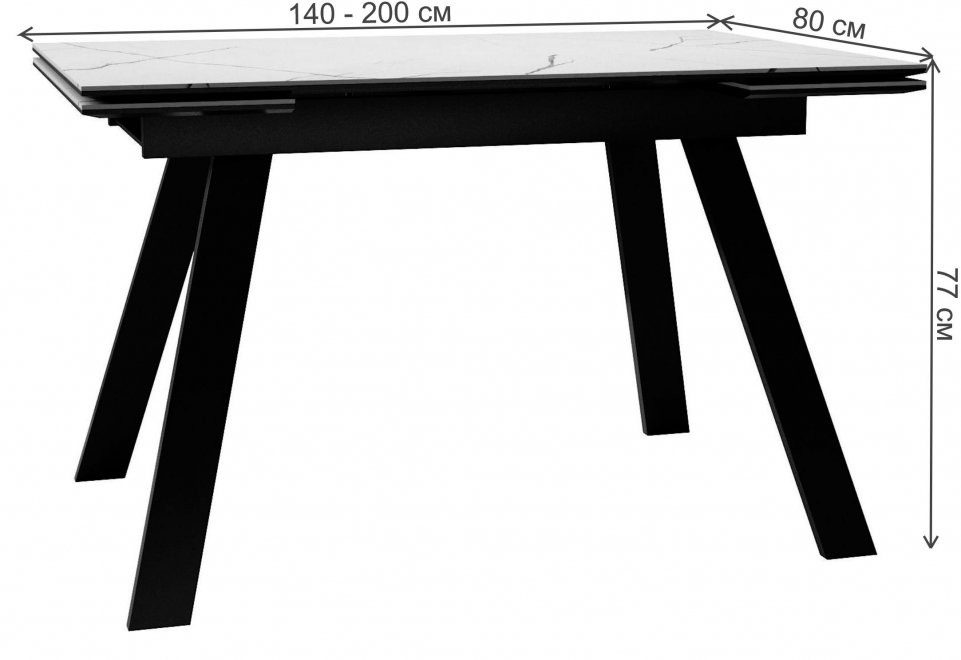 Стол DikLine SKL140 белый мрамор / черный