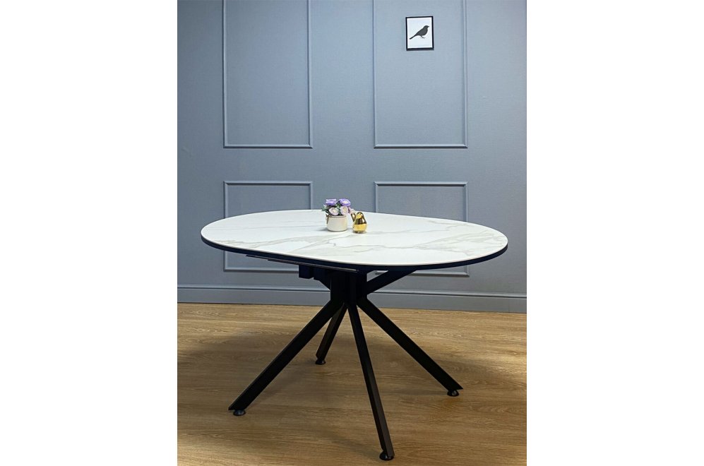 Стол DO1300 керамика мрамор белый / черный