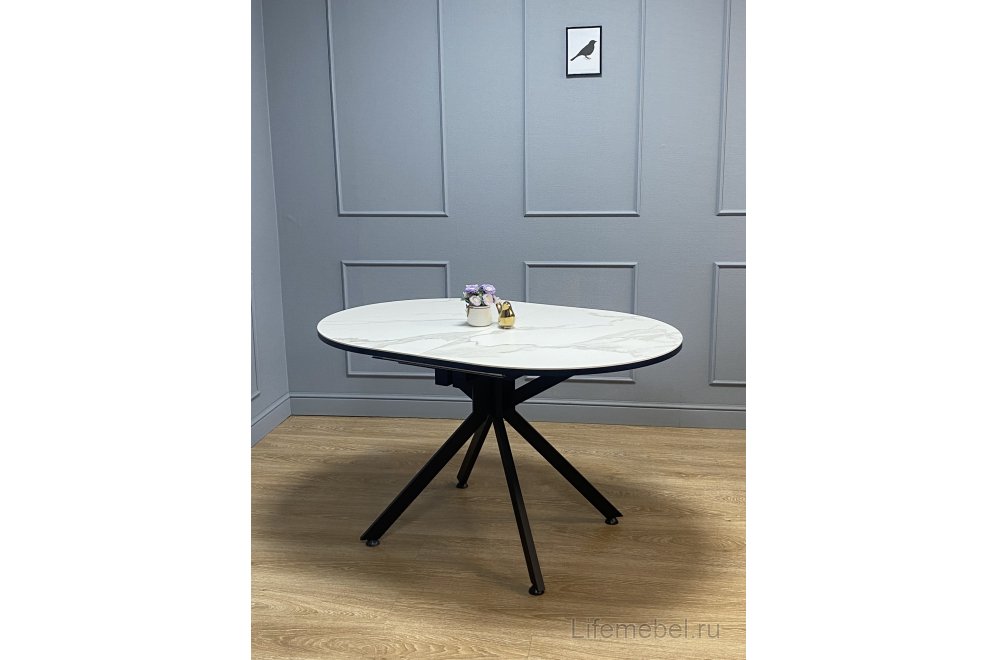 Стол DO1300 керамика мрамор белый / черный