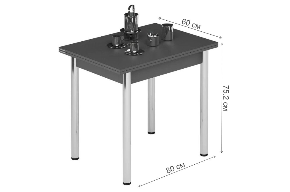Стол обеденный раздвижной Лиль 1Р металл хром / антрацит