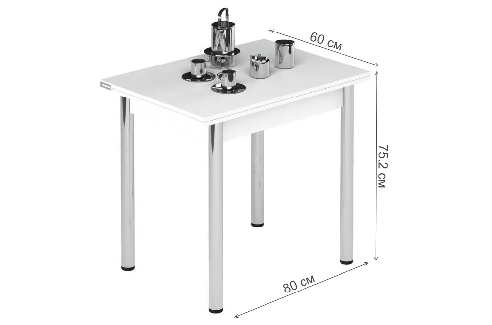 Стол обеденный раздвижной Лиль 1Р металл хром / белый