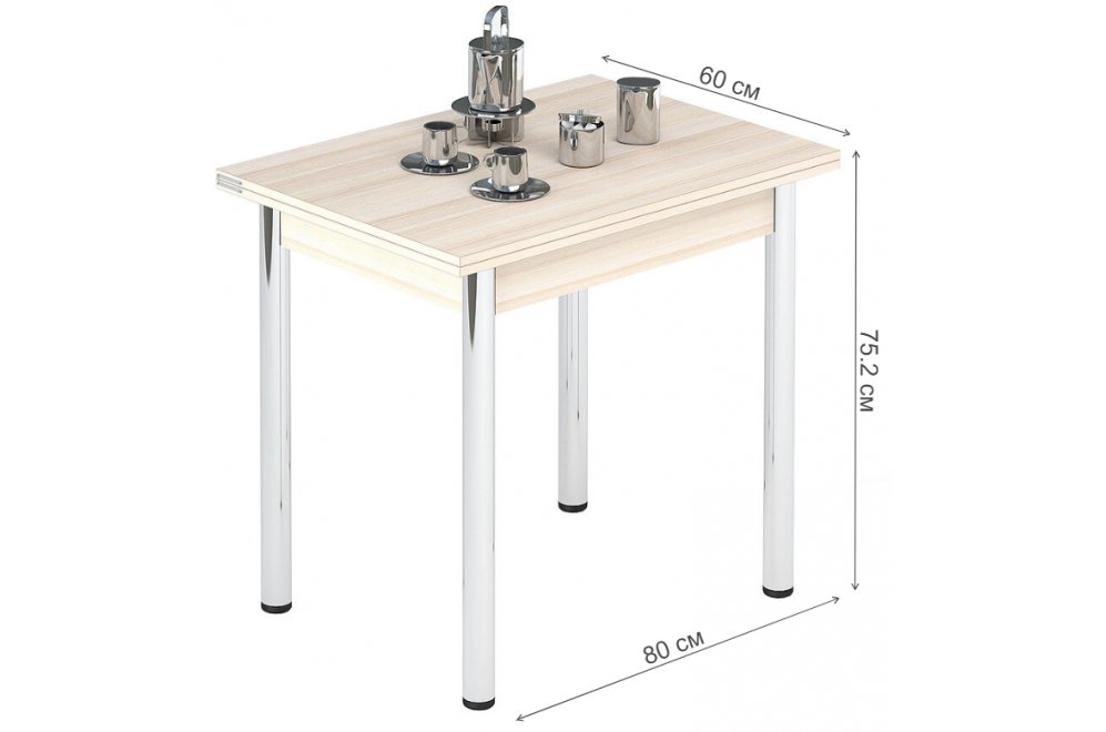 Стол обеденный раздвижной Лиль 1Р металл хром / дуб
