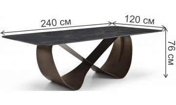Керамический стол Асеир 240 черная керамика / бронзовый