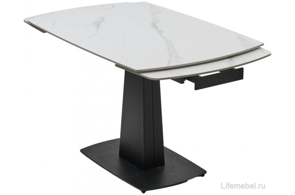 Керамический стол Balde 120 matt white marble solid ceramic / black