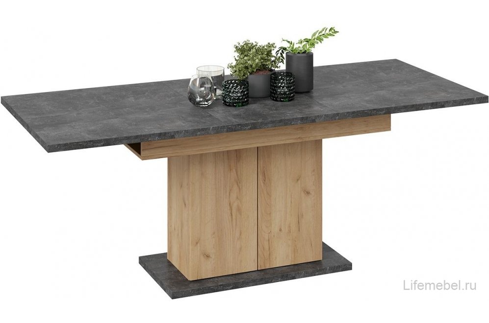 Стол на тумбе Детройт Тип 1 дуб крафт золотой / ателье темное