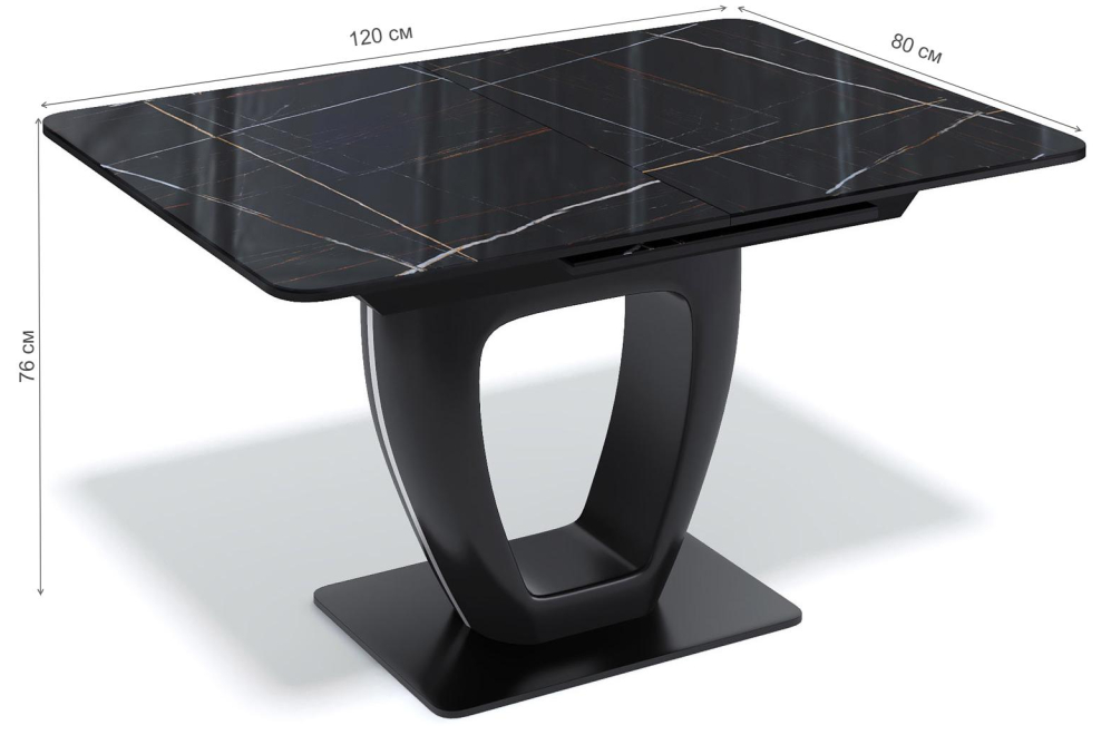 Стол на тумбе Kerner PA1200 черный глянец