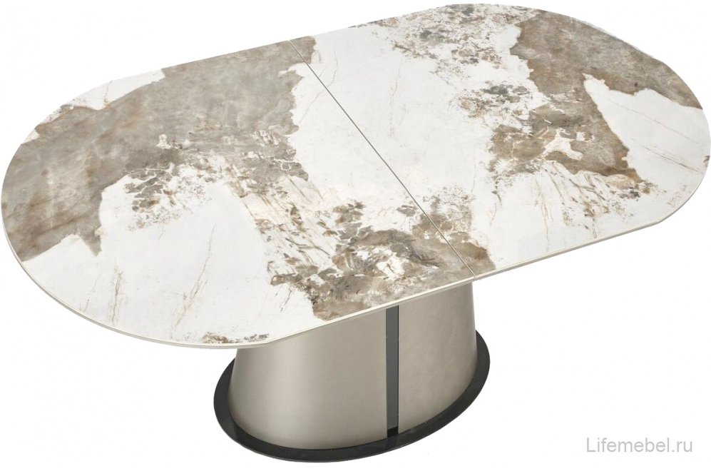 Керамический стол Robinson бежевый мрамор / капучино / черный