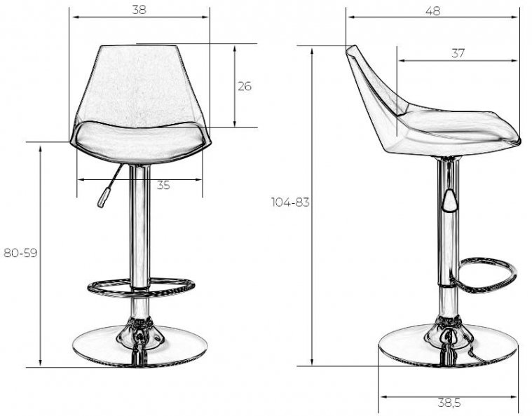 Барный стул Rocky белый / хром