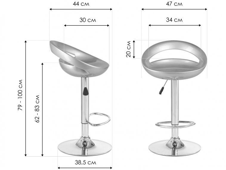 Барный стул 1010-LM Disco серый / хром