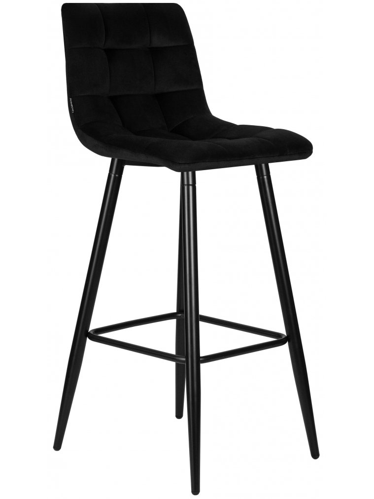 Барный стул Dobrin Nicole черные матовые ножки / черный велюр 108-77