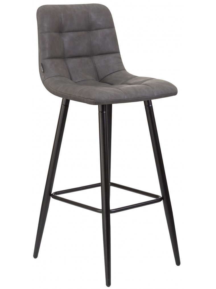 Барный стул Dobrin Nicole черные матовые ножки / серая антрацитовая винтажная экокожа RU-08