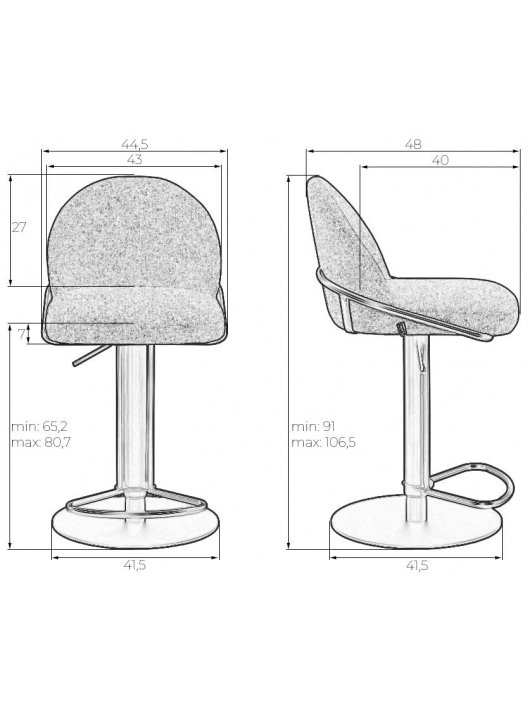 Барный стул Dobrin Oliver черная ткань SLR-10