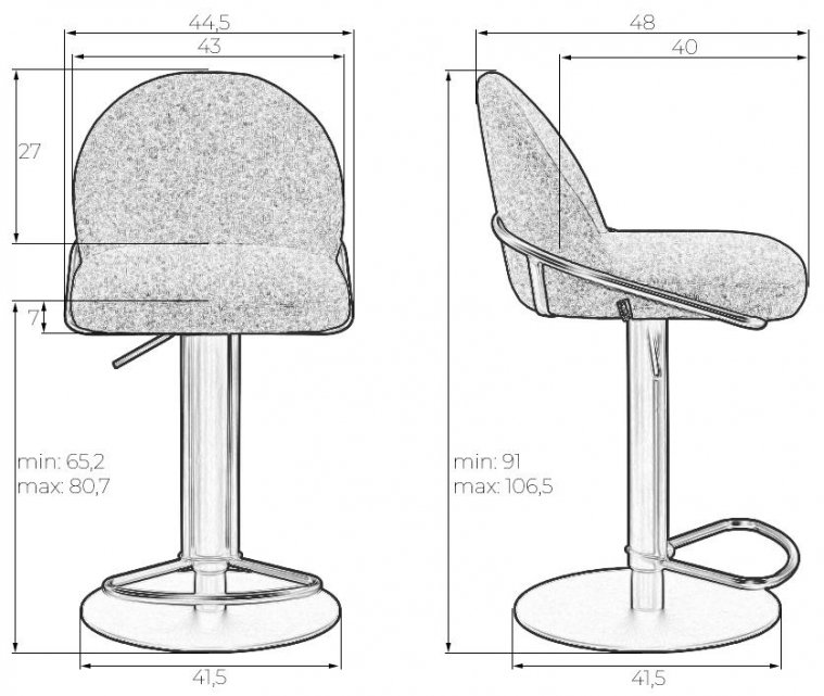 Барный стул Dobrin Oliver черная ткань SLR-10