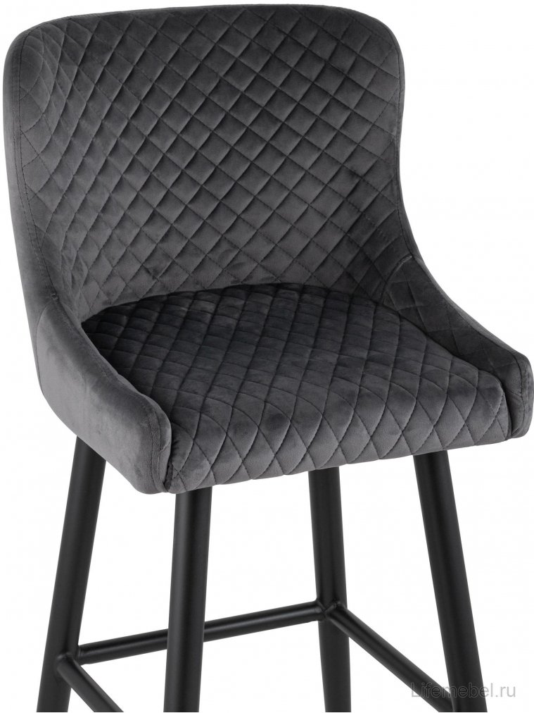 Барный стул Гринок вельвет серый