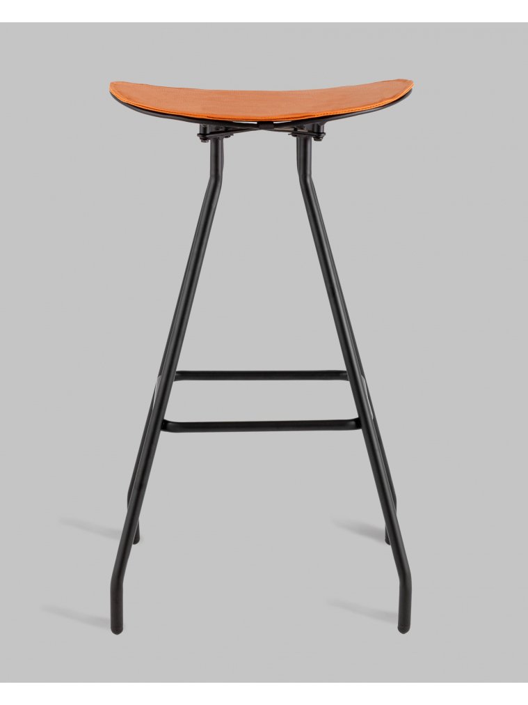 Барный стул Том черный с коричневой подушкой