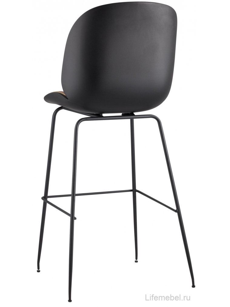 Барный стул Карт со спинкой бежевая экокожа / черные ножки