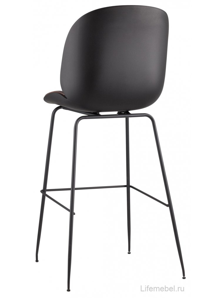 Барный стул Карт со спинкой коричневая экокожа / черные ножки