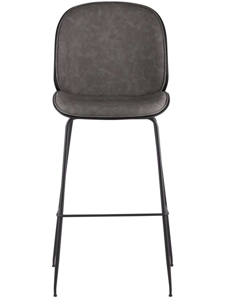Барный стул Карт со спинкой серая экокожа / черные ножки