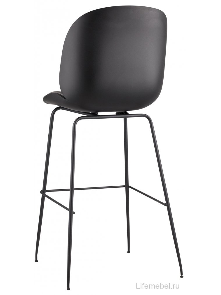 Барный стул Карт со спинкой серая экокожа / черные ножки