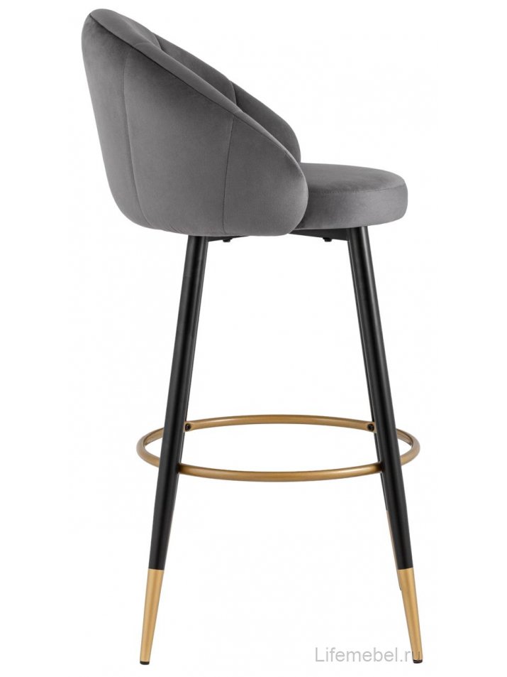 Барный стул Кэмпбэл серый велюр