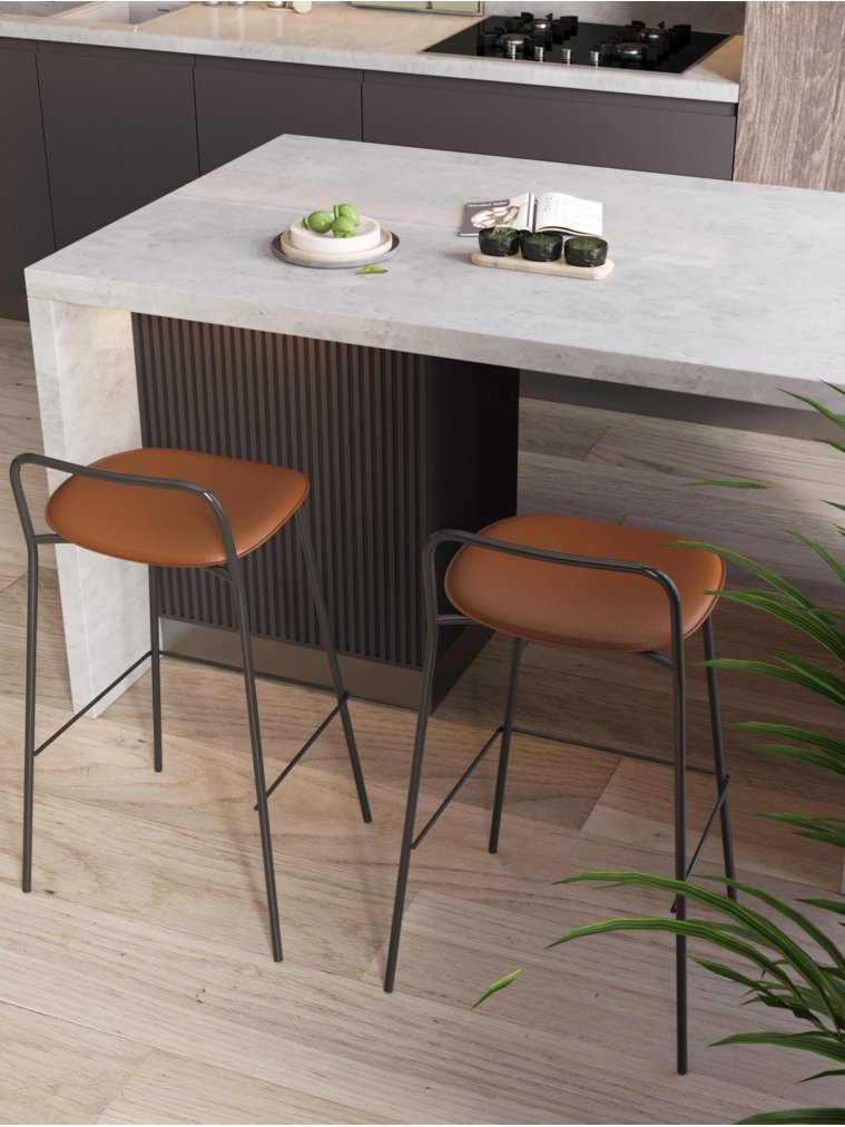 Барный стул Векторн, экокожа, коричневый